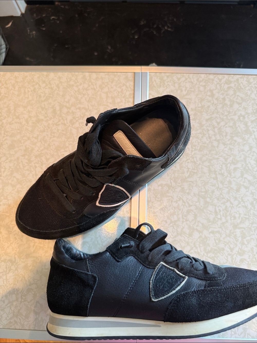 Philippe Model Women's Black Leather & Suede Low-Top Sneakers